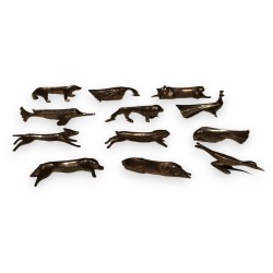 Suite de 12 porte-couteaux animaux Art Déco