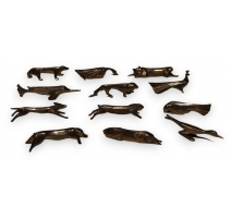 Suite de 12 porte-couteaux animaux Art Déco