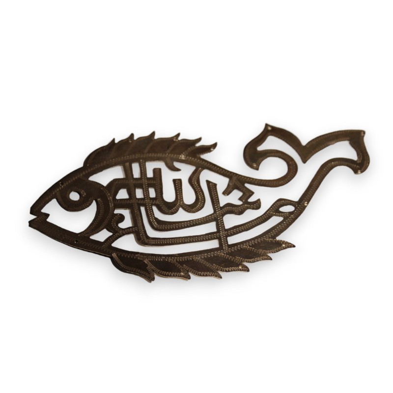 Décor poisson en métal argenté