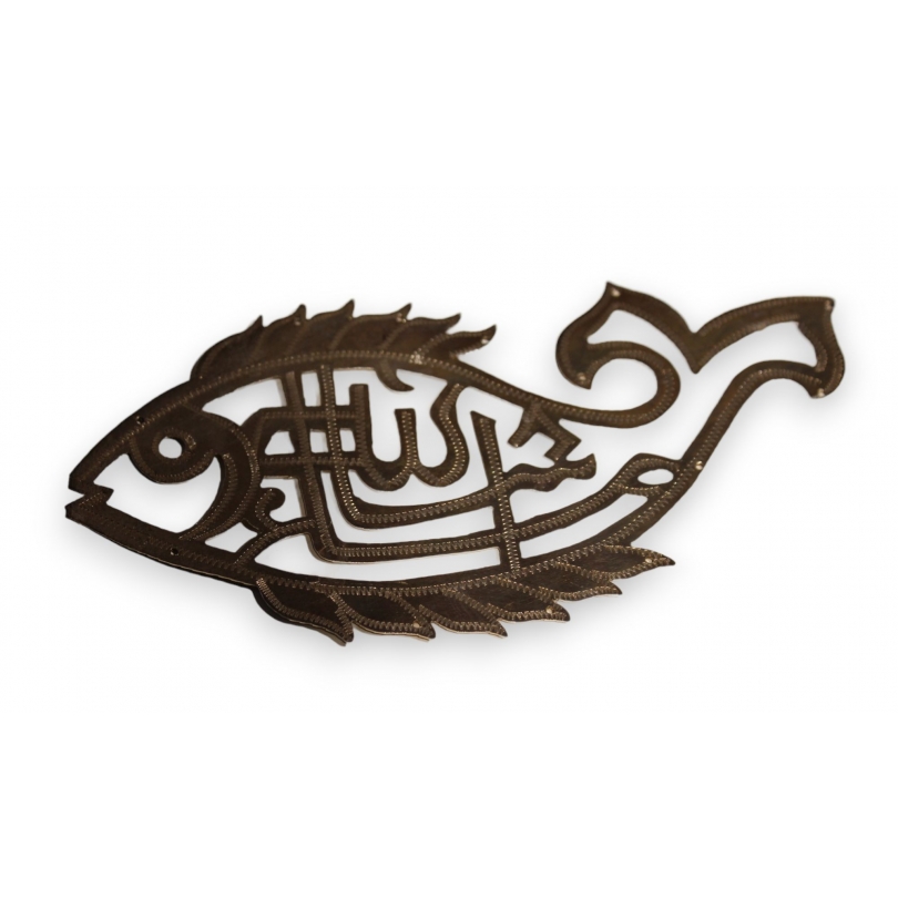 Décor poisson en métal argenté