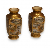 Paire de vases en porcelaine Satsuma