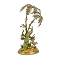 Groupe en bronze et porcelaine "oiseaux exotiques"