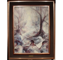 Tableau "Birds in forest" signé DASTO 83