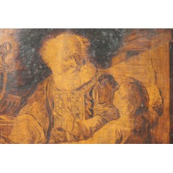 Pyrographed painting "Elie and Samuel" signed SMITH