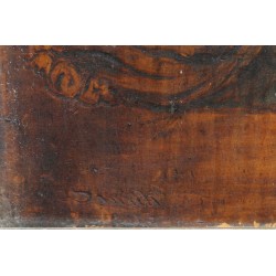 Pyrographed painting "Elie and Samuel" signed SMITH