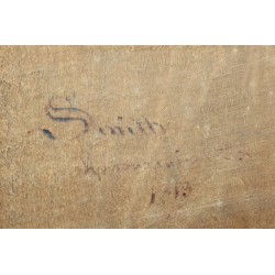 Pyrographed painting "Elie and Samuel" signed SMITH