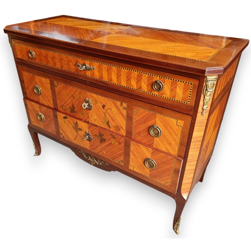 Commode style Transition en acajou marqueté