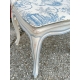 Chaise style Louis XV canné laquée blanc et bleu