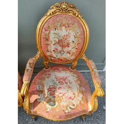 Paire de fauteuils Napoléon III en bois doré