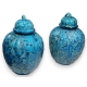 Paire de vases couverts en porcelaine bleue