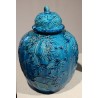 Paire de vases couverts en porcelaine bleue
