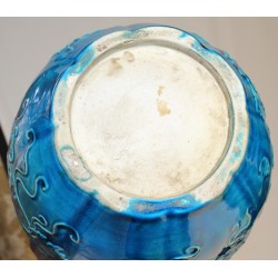 Paire de vases couverts en porcelaine bleue