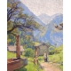 Tableau "Paysage avec fontaine" signé AUBRY