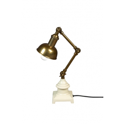 Lampe de bureau Verona en aluminium doré et blanc