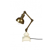 Lampe de bureau Verona en aluminium doré et blanc