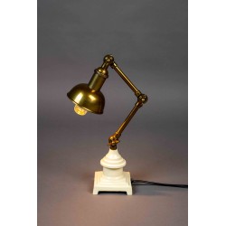 Lampe de bureau Verona en aluminium doré et blanc
