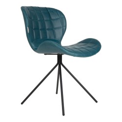 Chaise OMG LL en similicuir bleu pétrole