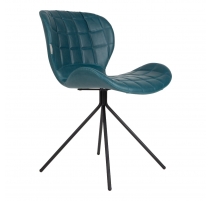 Chaise OMG LL en simili-cuir bleu petrol