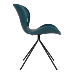 Chaise OMG LL en similicuir bleu pétrole