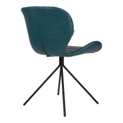 Chaise OMG LL en similicuir bleu pétrole