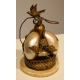 Cloche Colombe en bronze et coquillages de nacre