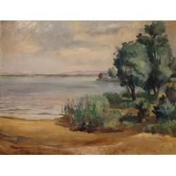 Tableau \"Paradis plage\" signé P. Rt PERRIN