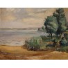 Tableau \"Paradis plage\" signé P. Rt PERRIN