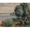 Tableau \"Paradis plage\" signé P. Rt PERRIN