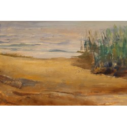 Tableau \"Paradis plage\" signé P. Rt PERRIN