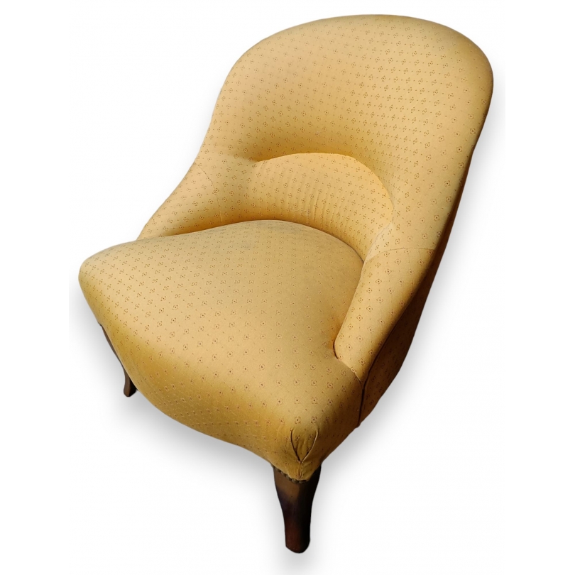 Fauteuil crapaud tissus jaune