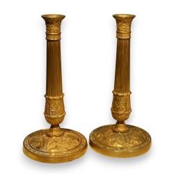 Paire de bougeoirs Empire en bronze