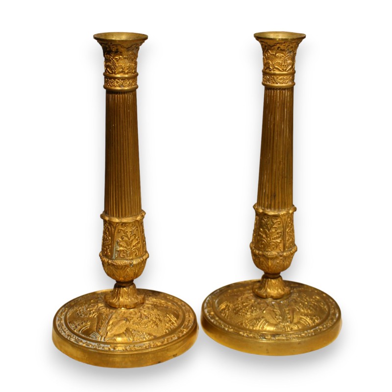 Pair of Empire-style bronze candlesticks