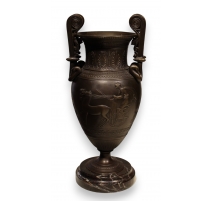 Vase en bronze style Etrusque, socle en marbre