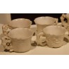 Set of 10 carved white jade cups