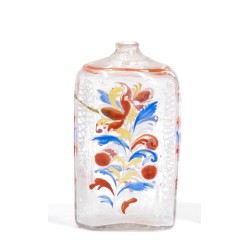 "Flüeli" glass bottle with a floral design
