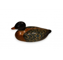 Canard en bois sculpté et peint polychrome