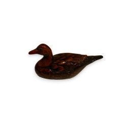 Boite Canard en terre cuite peinte polychrome