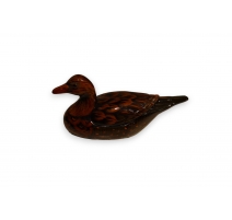 Boite Canard en terre cuite peinte polychrome