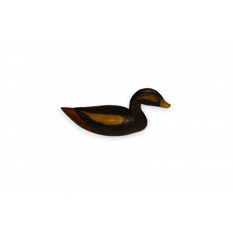 Canard en bois sculpté et peint polychrome