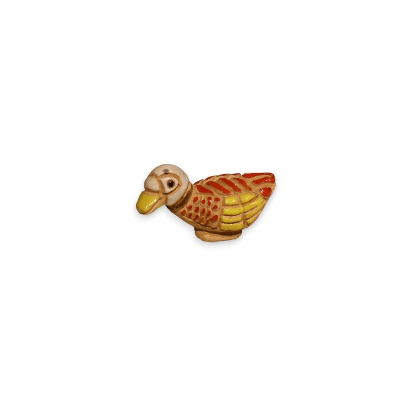Canard en terre cuite peinte polychrome