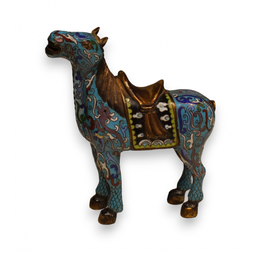Cheval cloisonné bleu
