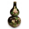 Vase cloisonné noir décor fleurs