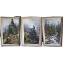Série de 3 grands tableau \"Montagnes\"