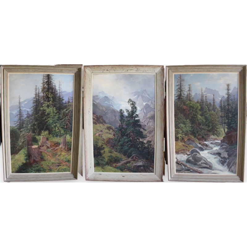 Série de 3 grands tableau \"Montagnes\"