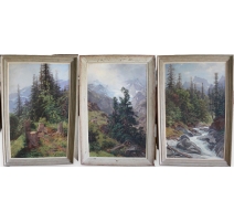 Série de 3 grands tableau "Montagnes"