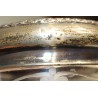 Boite ronde en cristal gravé, couvercle argent