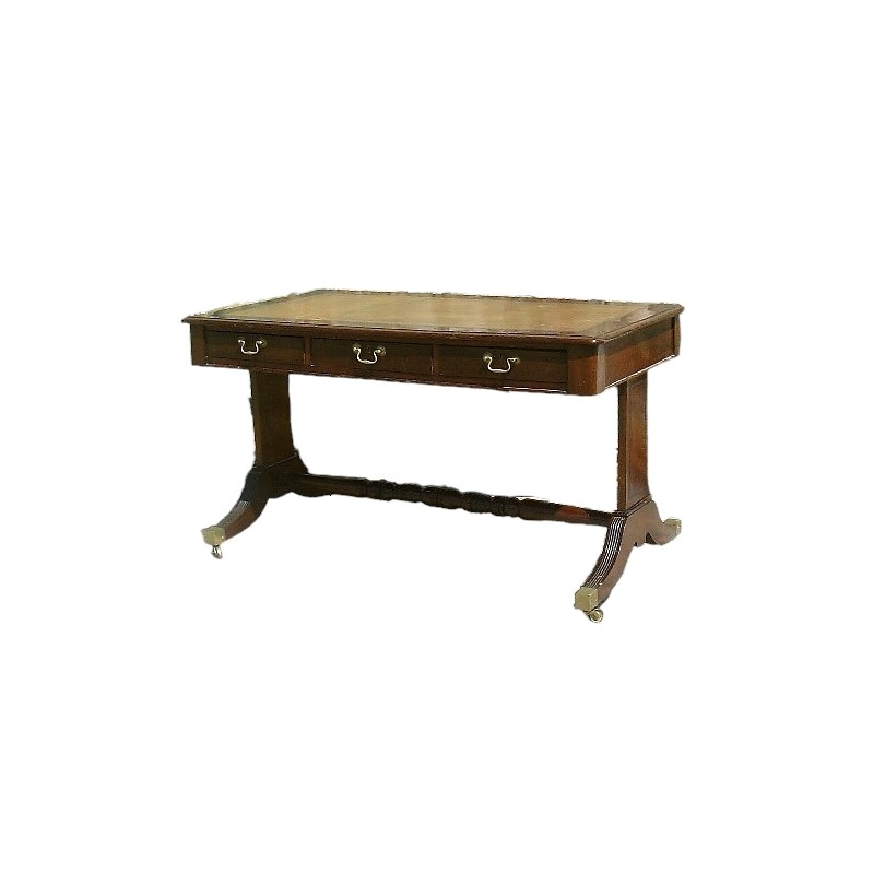 Writing table, green leather t