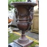 Pair of bronze vases with female handles
