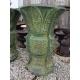 Paire de cache-pots ronds en bronze vert