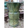 Paire de cache-pots ronds en bronze vert